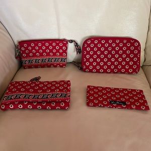 Vera Bradley Set: Tri-Fold Wallet, Check Book Holder, Zip Wallet, & Change purse
